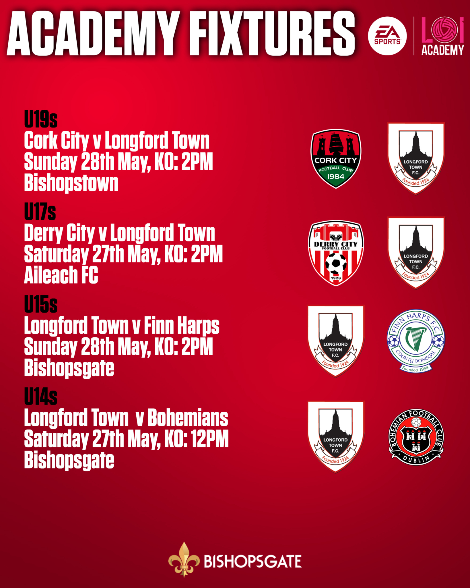 This Weekend’s Academy Fixtures – Longford Town FC